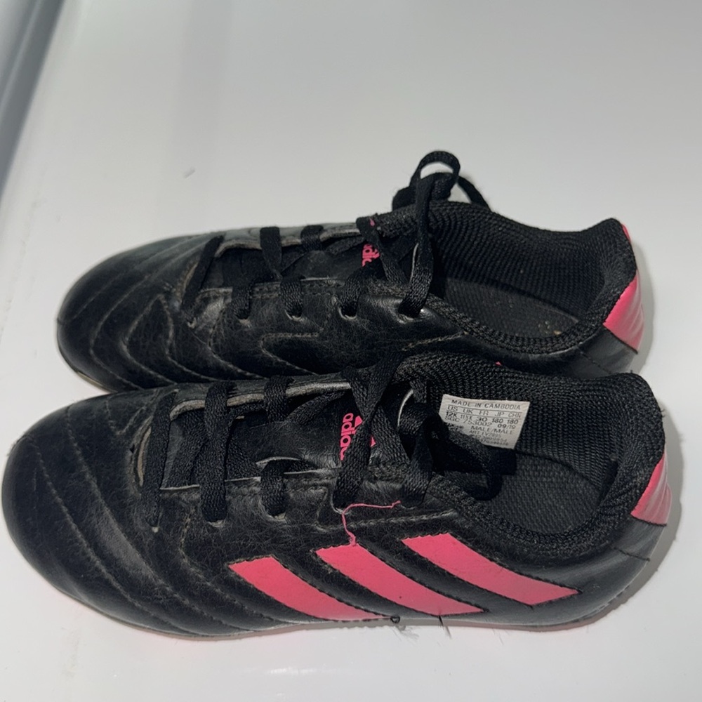 Adidas youth girls Goletto cleats size 12 black and pink